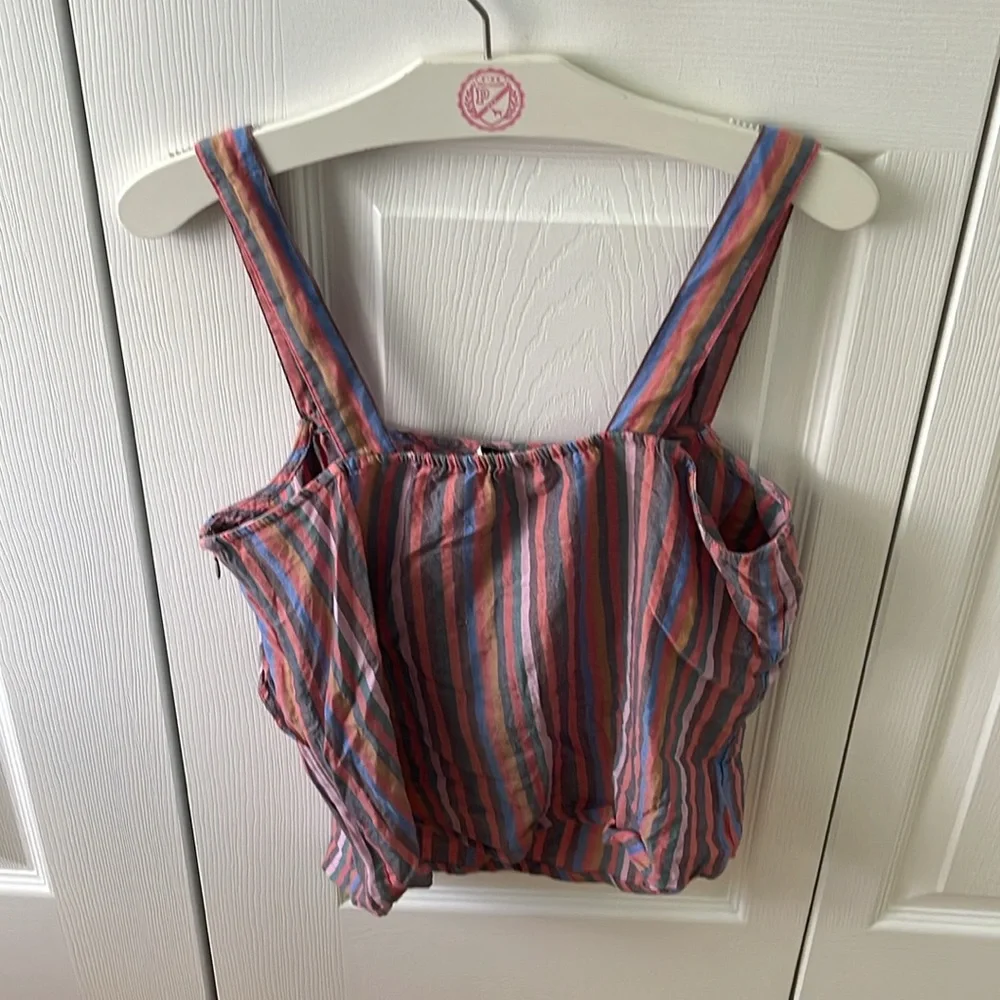 Madewell Tie Front Cami Top in Rainbow Stripe - Picture 3 of 4